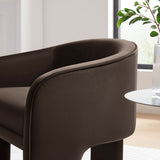 Knox Performance Velvet Upholstered Accent Armchair in Chocolate Brown