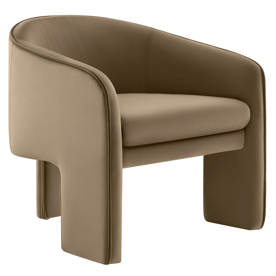 Knox Performance Velvet Upholstered Accent Armchair in Taupe