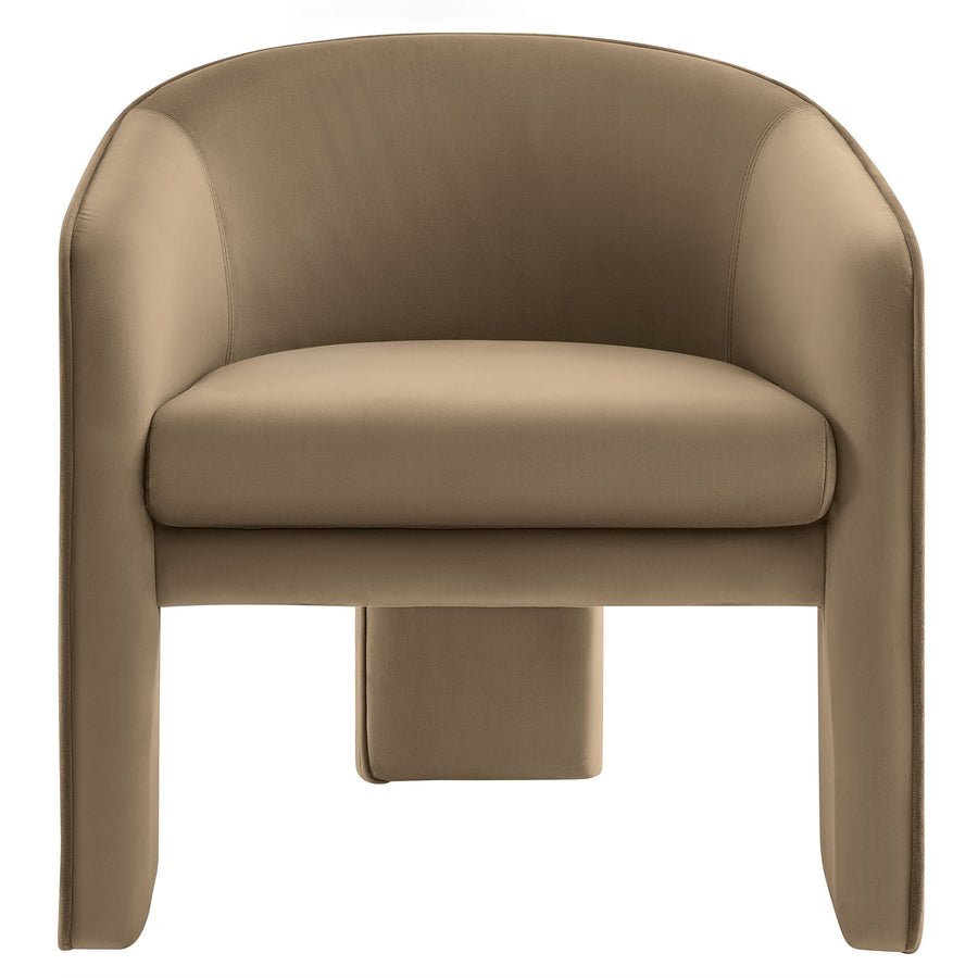 Knox Performance Velvet Upholstered Accent Armchair in Taupe