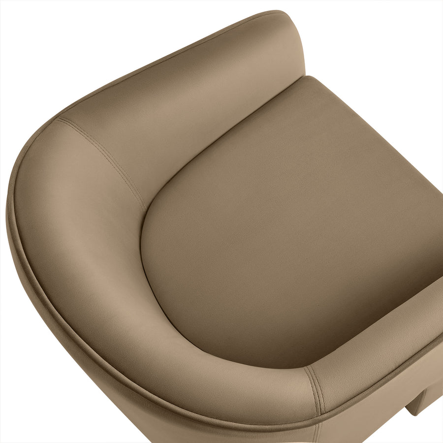 Knox Performance Velvet Upholstered Accent Armchair in Taupe