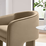 Knox Performance Velvet Upholstered Accent Armchair in Taupe