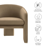 Knox Performance Velvet Upholstered Accent Armchair in Taupe