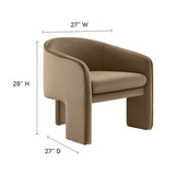 Knox Performance Velvet Upholstered Accent Armchair in Taupe