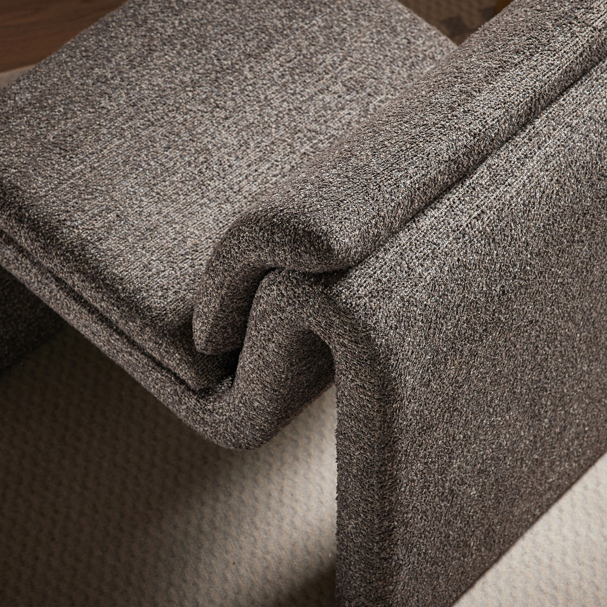 Lume Boucle Upholstered Armless Accent Chair in Antique