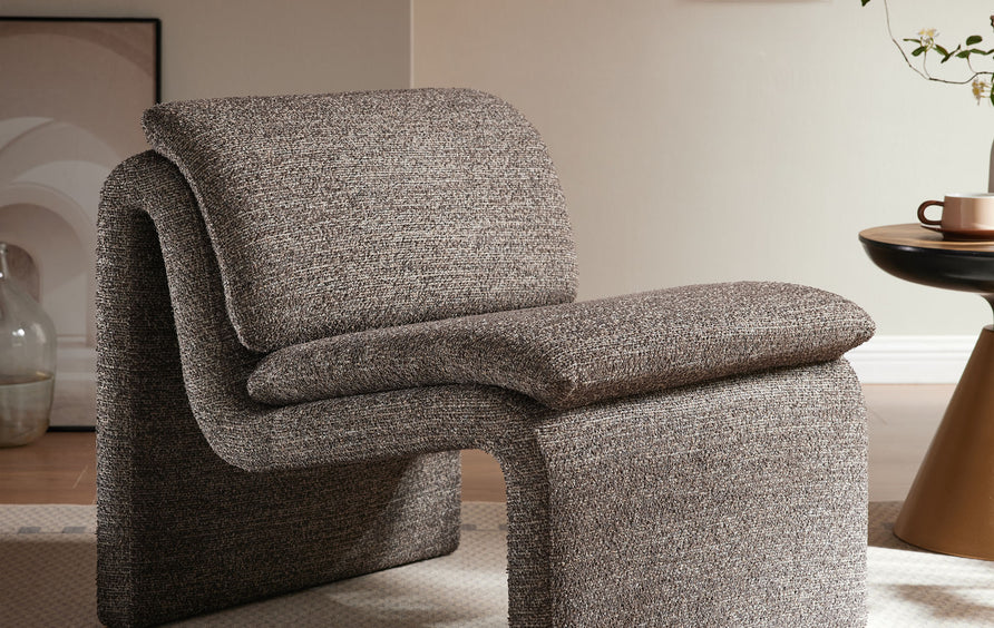 Begur Boucle Upholstered Armless Accent Chair in Antique
