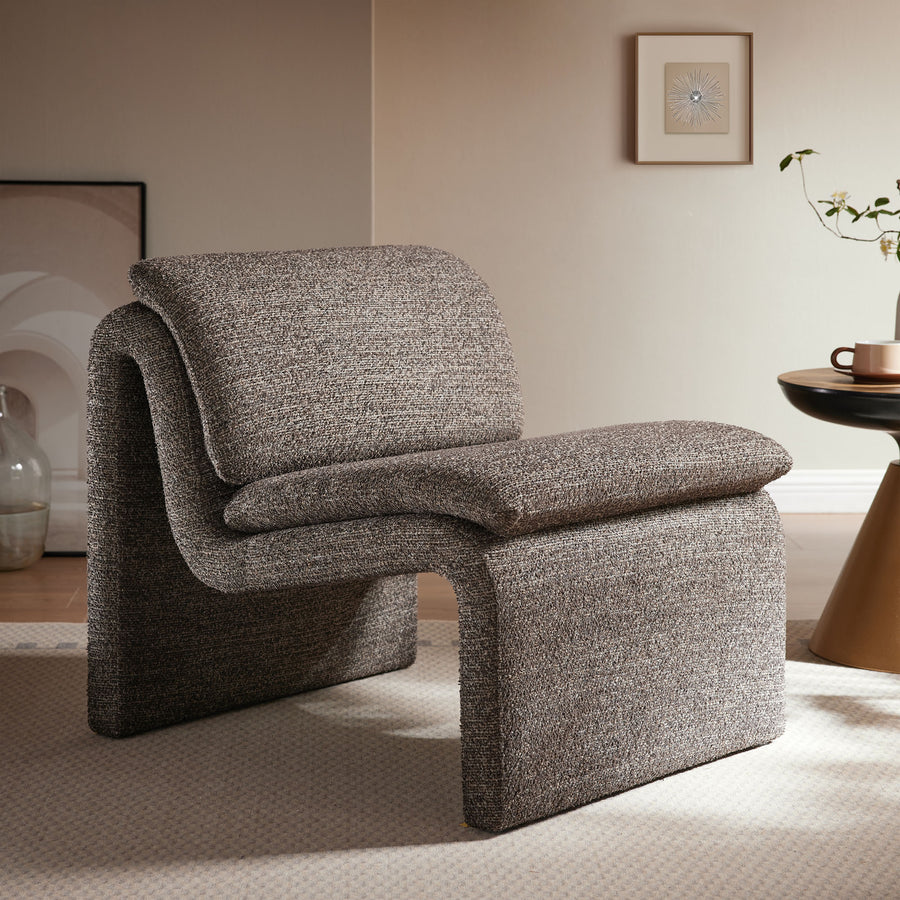 Begur Boucle Upholstered Armless Accent Chair in Antique