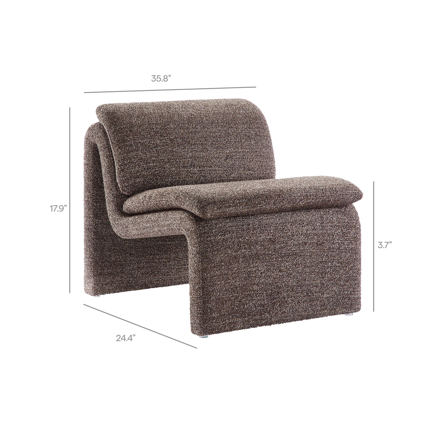 Lume Boucle Upholstered Armless Accent Chair by Furniture For America