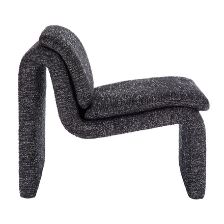 Lume Boucle Upholstered Armless Accent Chair in Charcoal