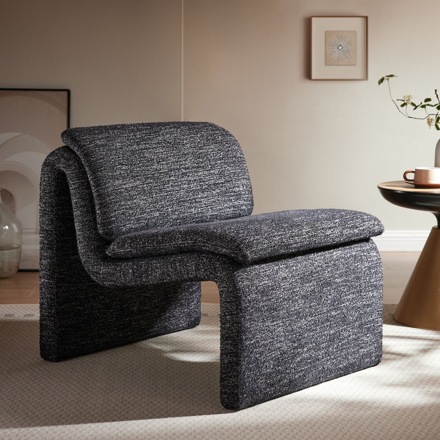 Lume Boucle Upholstered Armless Accent Chair by Furniture For America