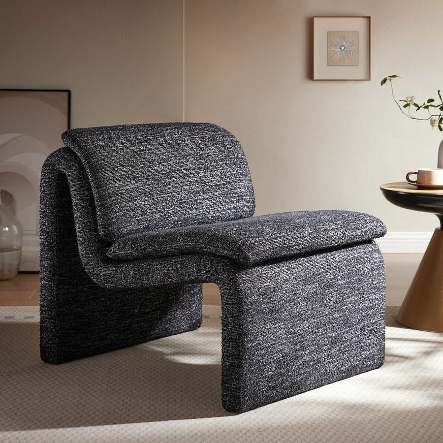 Begur Boucle Upholstered Armless Accent Chair in Charcoal