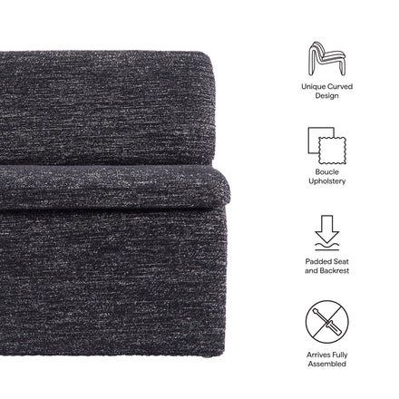Lume Boucle Upholstered Armless Accent Chair in Charcoal
