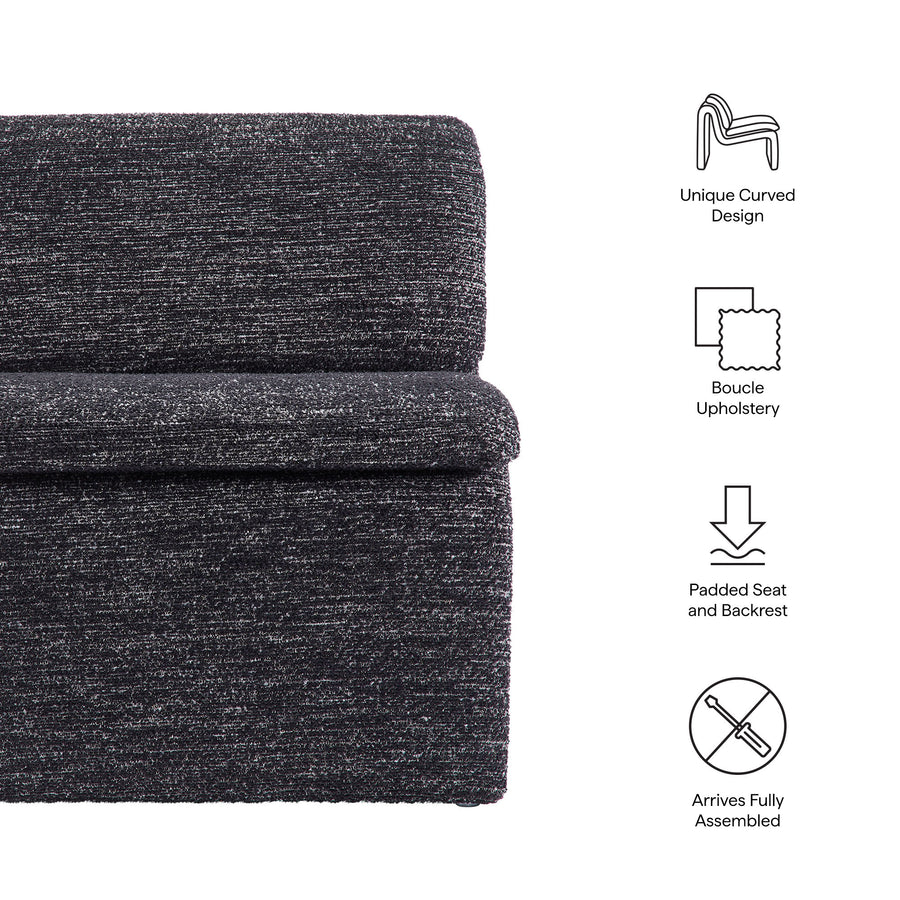 Begur Boucle Upholstered Armless Accent Chair in Charcoal