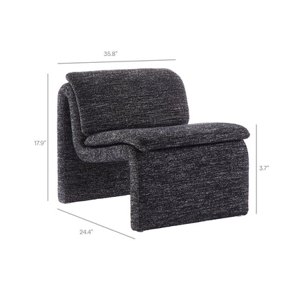 Lume Boucle Upholstered Armless Accent Chair in Charcoal