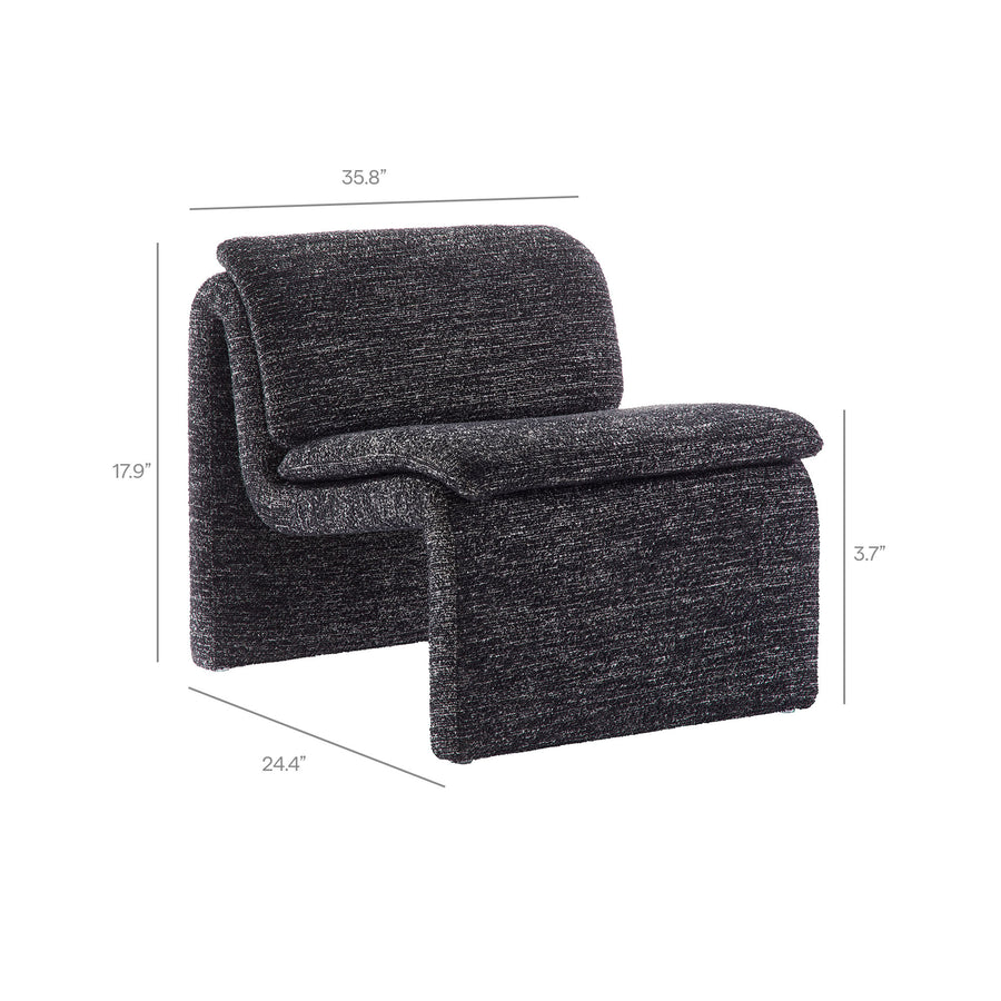 Begur Boucle Upholstered Armless Accent Chair in Charcoal