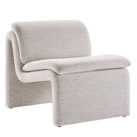 Lume Boucle Upholstered Armless Accent Chair in Parchment