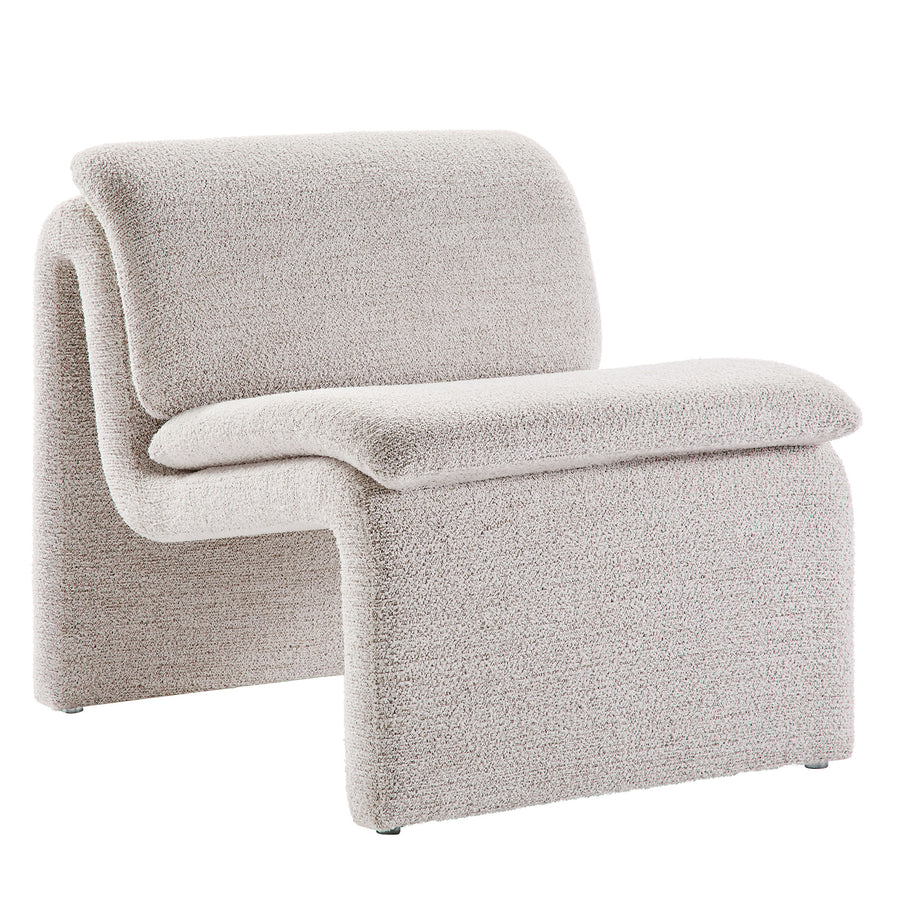 Begur Boucle Upholstered Armless Accent Chair in Parchment