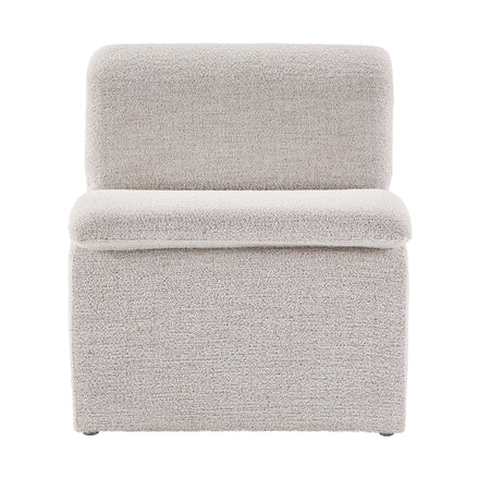 Lume Boucle Upholstered Armless Accent Chair in Parchment