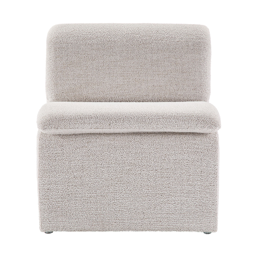 Begur Boucle Upholstered Armless Accent Chair in Parchment