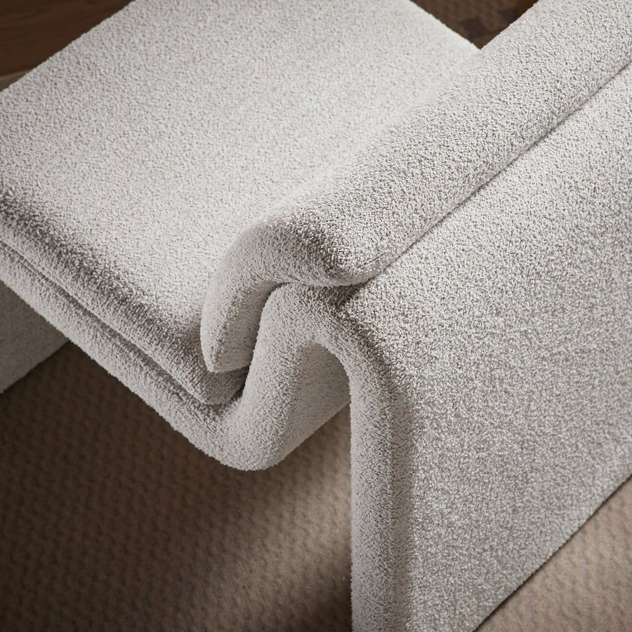 Begur Boucle Upholstered Armless Accent Chair in Parchment