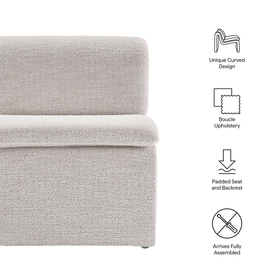 Begur Boucle Upholstered Armless Accent Chair in Parchment