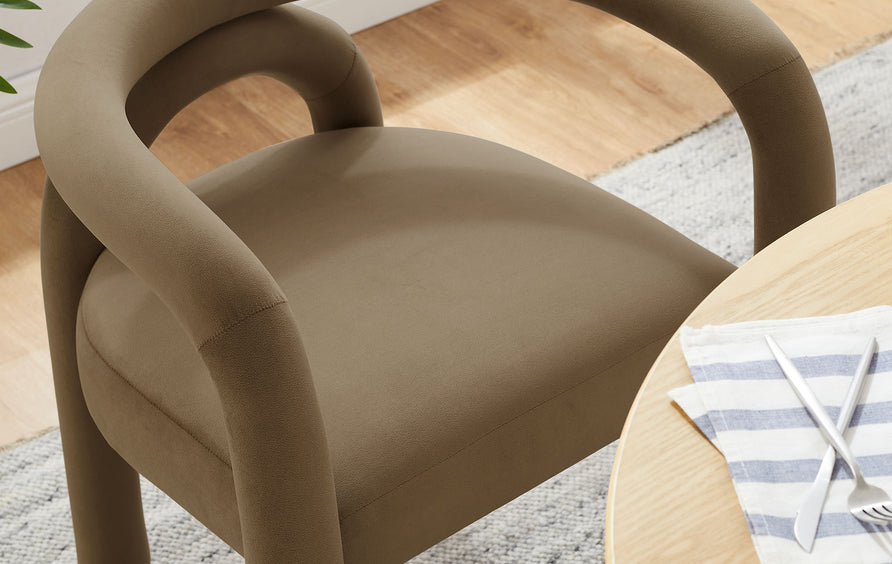 Orla Performance Velvet Dining Chair in Camel