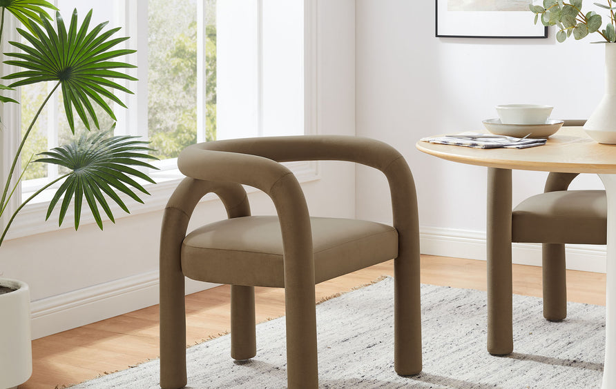 Orla Performance Velvet Dining Chair in Camel