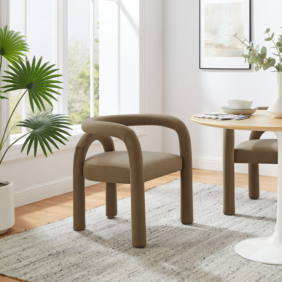 Orla Performance Velvet Dining Chair in Camel