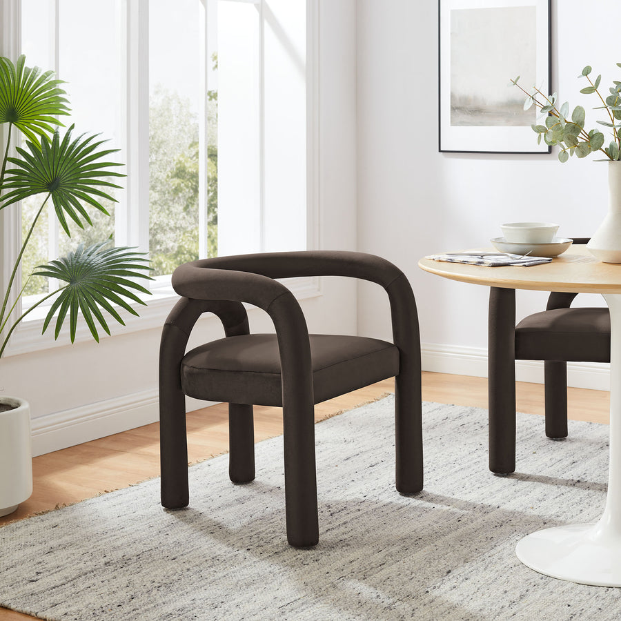 Orla Performance Velvet Dining Chair in Cocoa