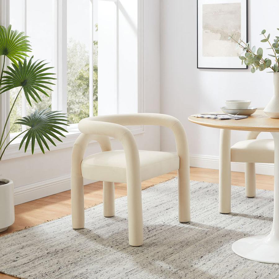 Orla Performance Velvet Dining Chair in Porcelain