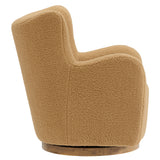Pedraza Wingback Sherpa Swivel Accent Chair in Camel Walnut