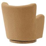 Pedraza Wingback Sherpa Swivel Accent Chair in Camel Walnut