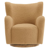 Pedraza Wingback Sherpa Swivel Accent Chair in Camel Walnut