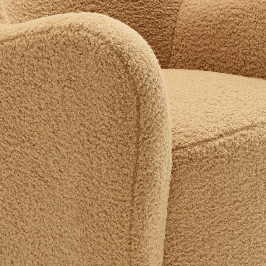 Pedraza Wingback Sherpa Swivel Accent Chair in Camel Walnut