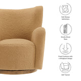 Pedraza Wingback Sherpa Swivel Accent Chair in Camel Walnut