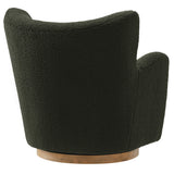 Pedraza Wingback Sherpa Swivel Accent Chair in Fern Walnut