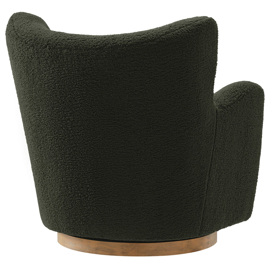 Pedraza Wingback Sherpa Swivel Accent Chair in Fern Walnut