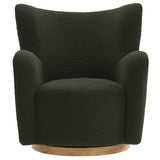 Pedraza Wingback Sherpa Swivel Accent Chair in Fern Walnut