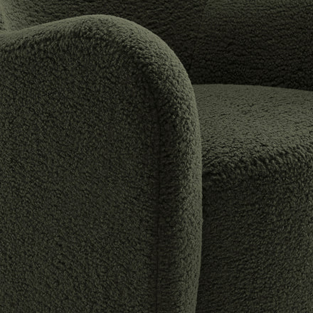 Montrose Wingback Sherpa Swivel Accent Chair in Fern Walnut