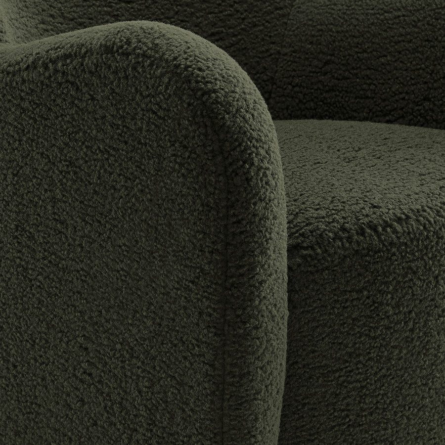 Pedraza Wingback Sherpa Swivel Accent Chair in Fern Walnut