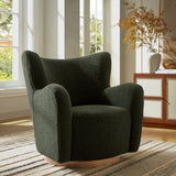 Pedraza Wingback Sherpa Swivel Accent Chair in Fern Walnut