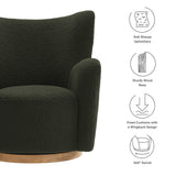 Pedraza Wingback Sherpa Swivel Accent Chair in Fern Walnut