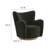 Pedraza Wingback Sherpa Swivel Accent Chair in Fern Walnut