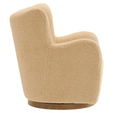 Pedraza Wingback Sherpa Swivel Accent Chair in Ivory Walnut