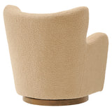 Pedraza Wingback Sherpa Swivel Accent Chair in Ivory Walnut