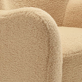 Pedraza Wingback Sherpa Swivel Accent Chair in Ivory Walnut