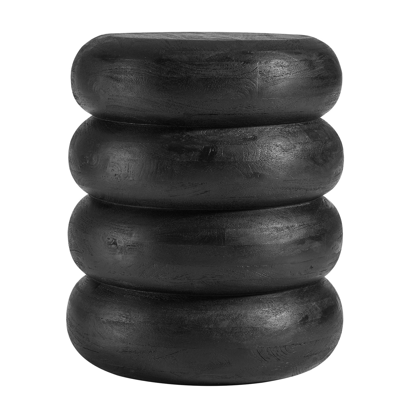 Ellery Round Stacked Wood Side Table by Furniture For America