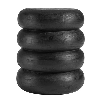 Ellery Round Stacked Wood Side Table by Furniture For America