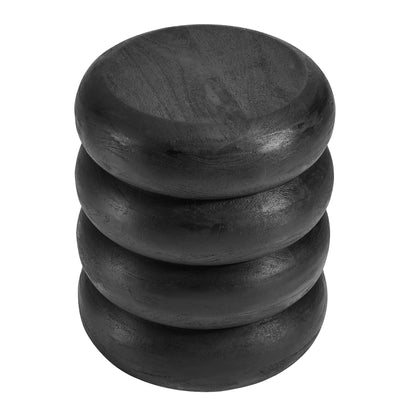 Ellery Round Stacked Wood Side Table by Furniture For America