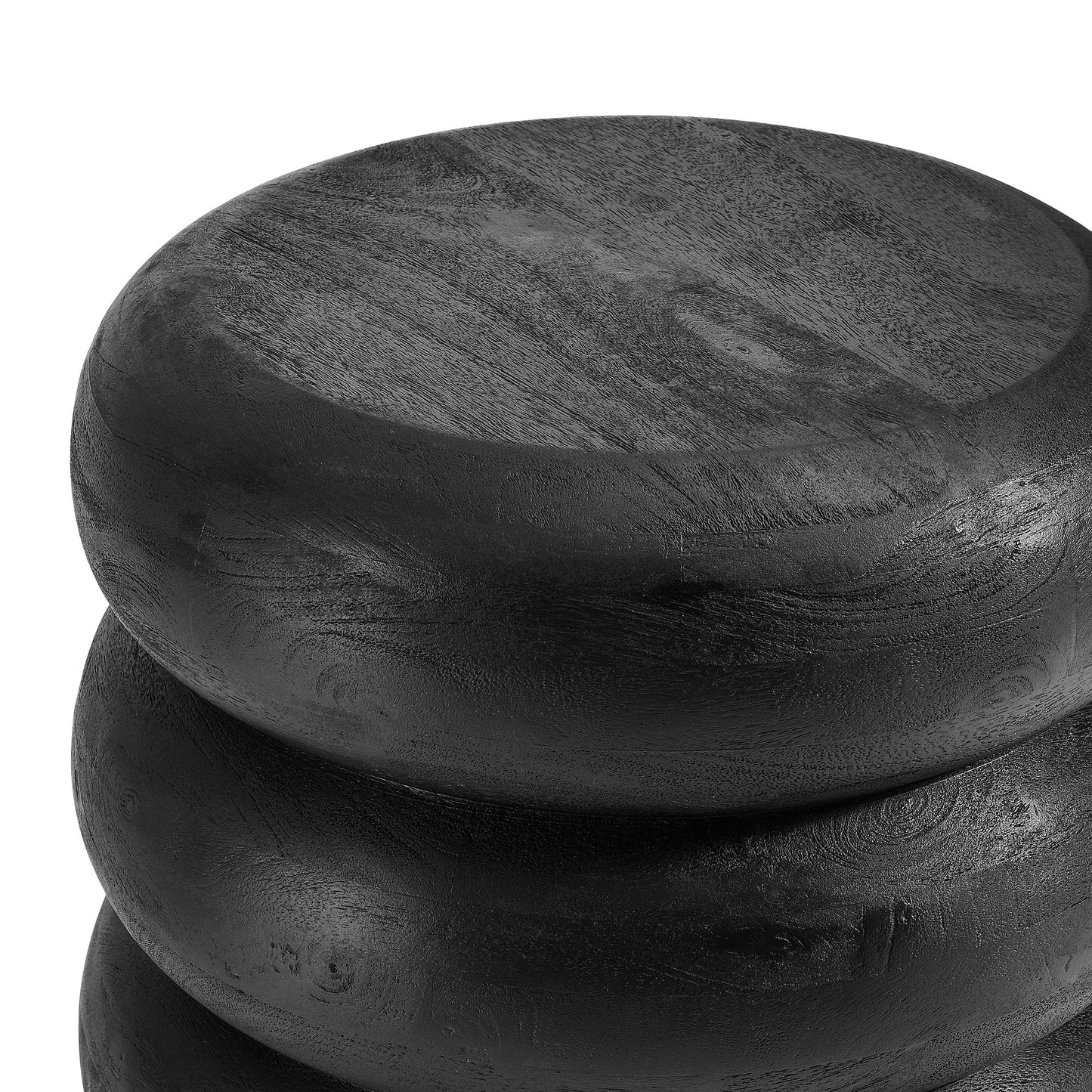 Ellery Round Stacked Wood Side Table by Furniture For America