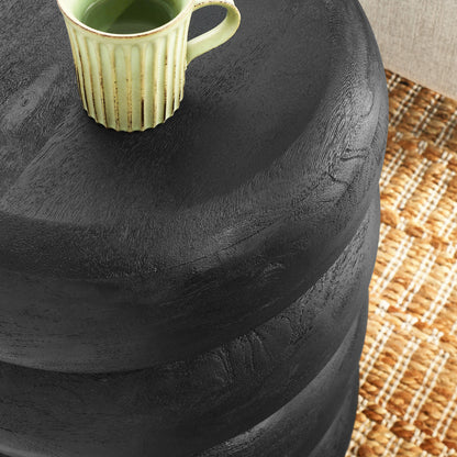 Ellery Round Stacked Wood Side Table by Furniture For America